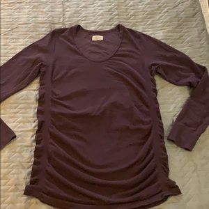 Athleta XL purple long sleeved top, shirred sides.